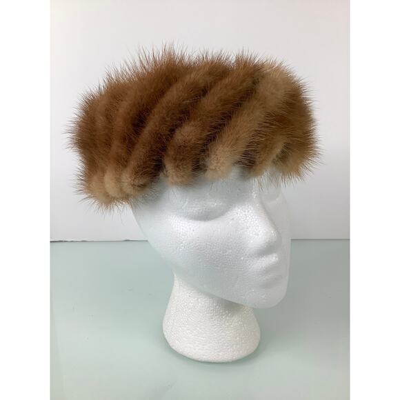 VTG Union Label Coralie Mink Fur Pill box hat SZ OSFM EUC - Picture 1 of 11